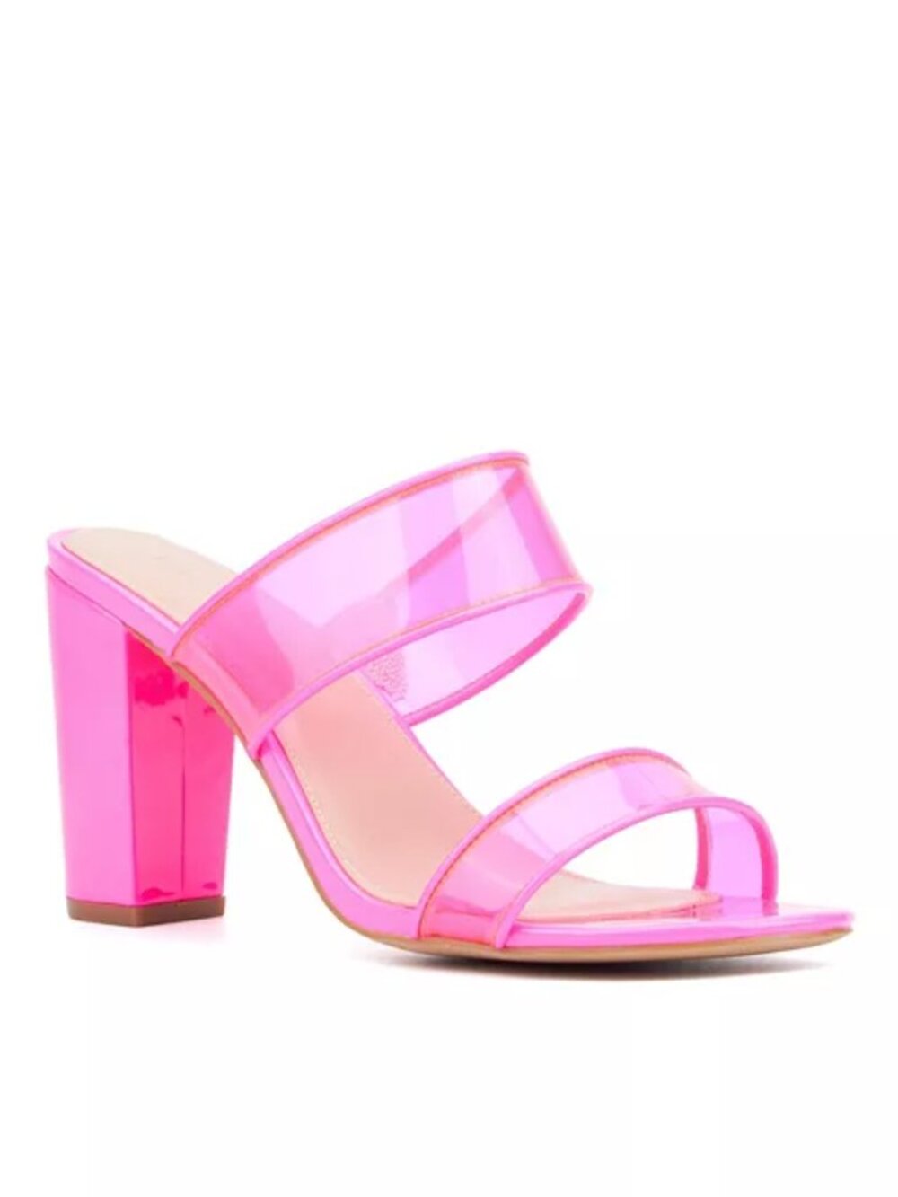 Fashion to Figure Berlynne Wide Width Block Heel Sandals – Bright Pink – Size 8 - Picture 1 of 6
